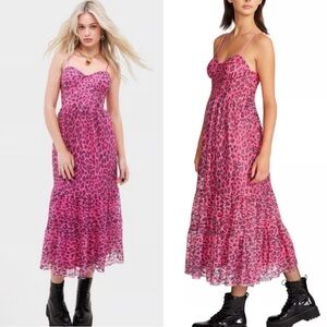 BETSEY JOHNSON Pink Animal Print Wild N Out Corset Dress Size 6